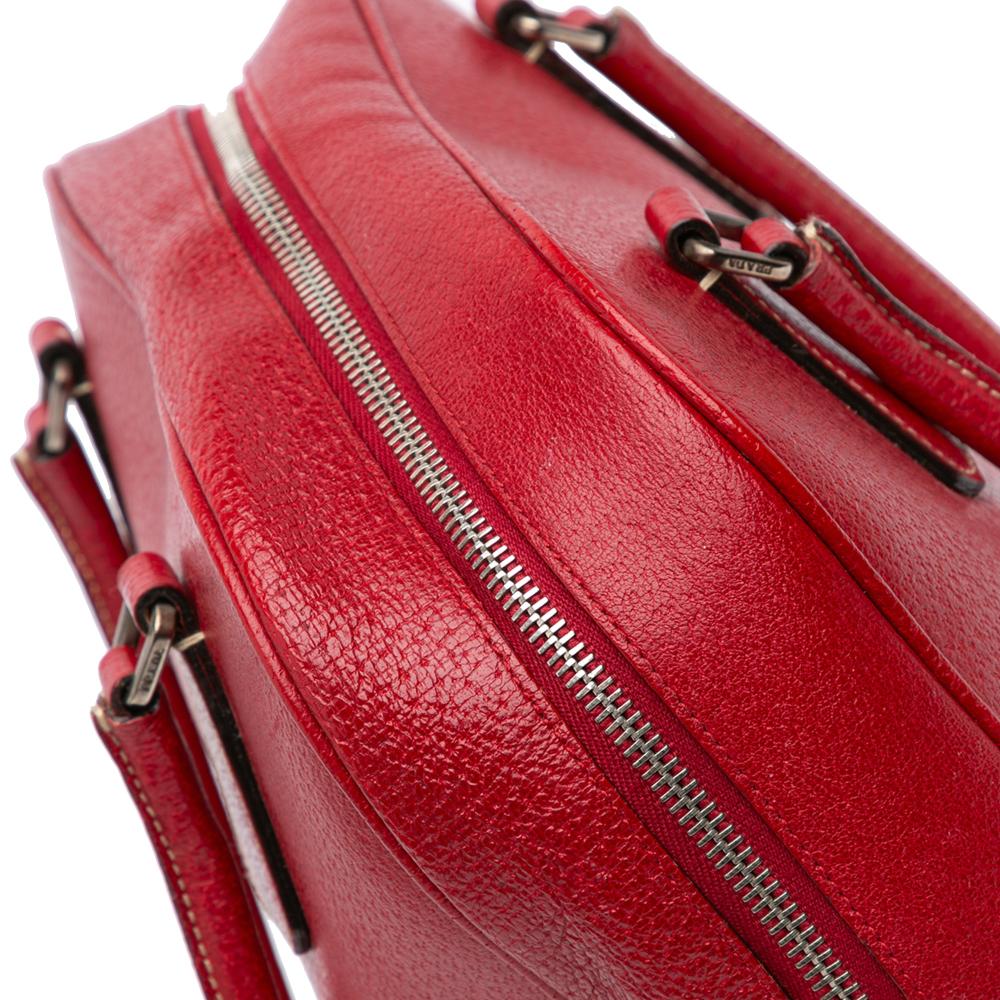 Prada B Prada Red Calf Leather Cinghiale Bauletto Handbag Italy