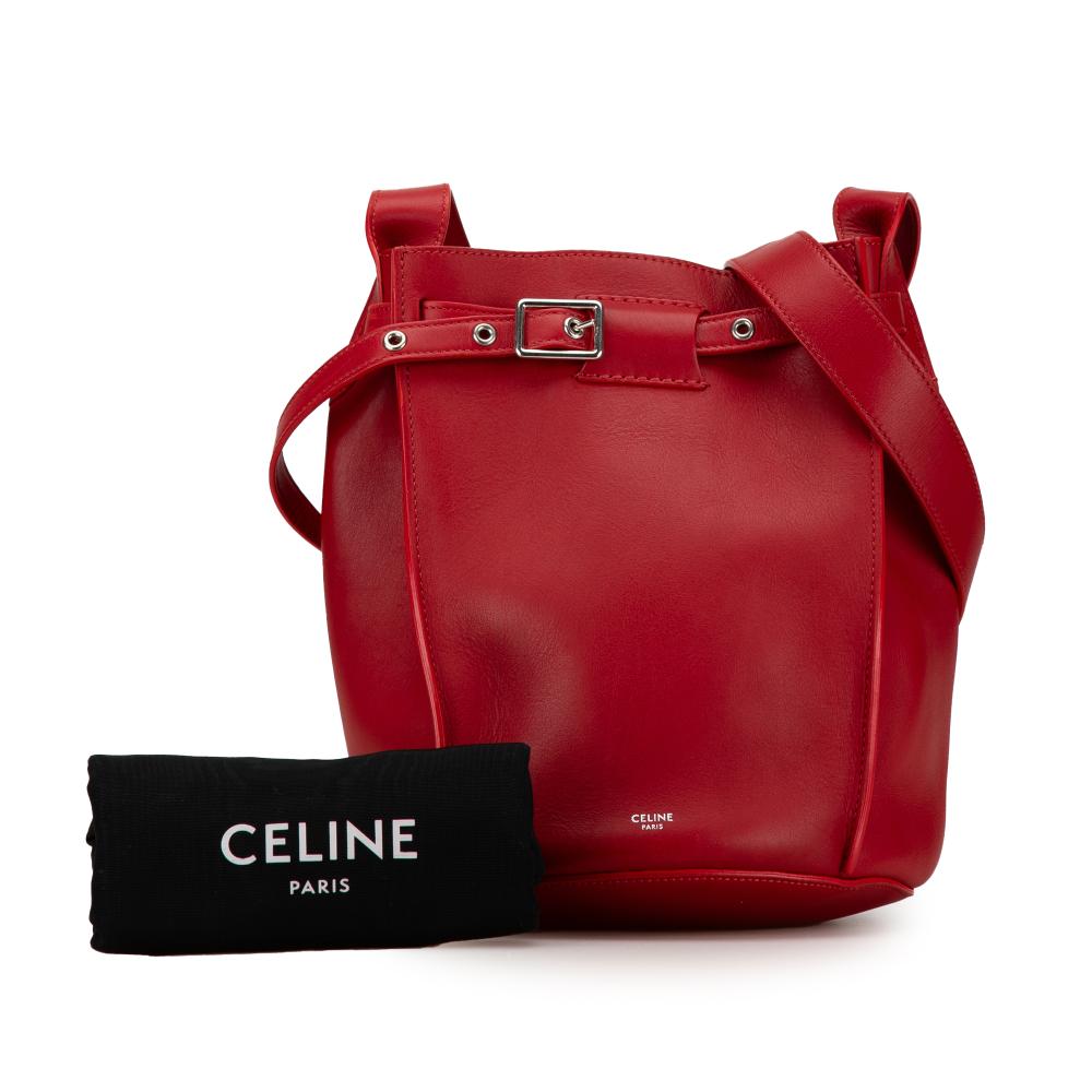 Celine B Celine Red Calf Leather Big Bag Bucket Crossbody Italy