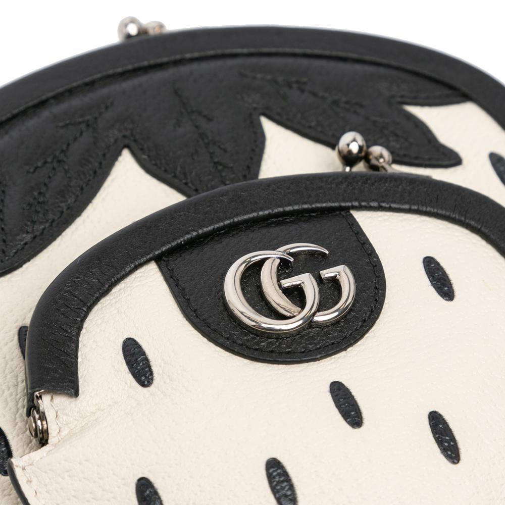 Gucci AB Gucci White Calf Leather Fruittini Strawberry Crossbody Italy