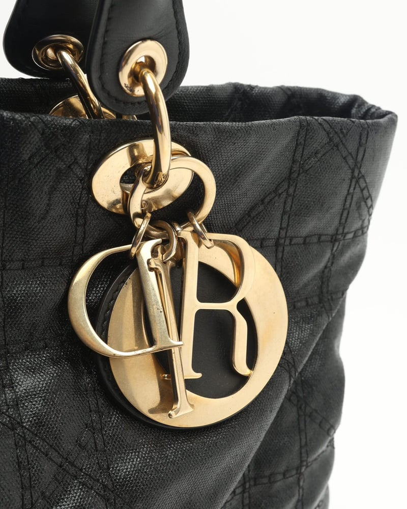 Christian Dior Large Cannage Coated Canvas Lady Dior Bag