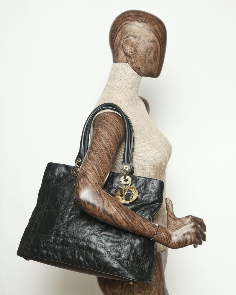 Christian Dior Large Cannage Coated Canvas Lady Dior Bag