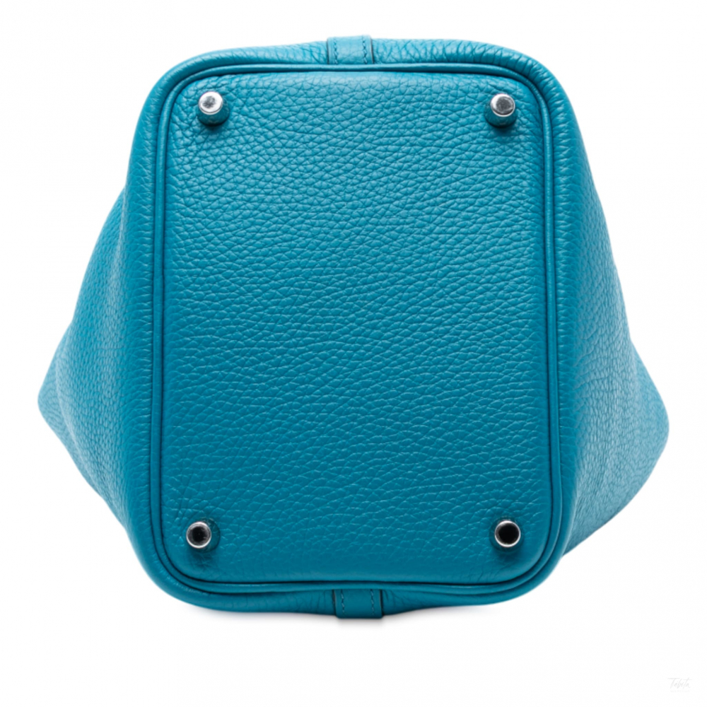Hermès Picotin 18 Leather Lockless Bucket Handbag Blue Izmir
