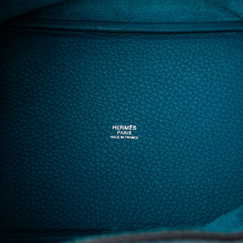 Hermès Picotin 18 Leather Lockless Bucket Handbag Blue Izmir