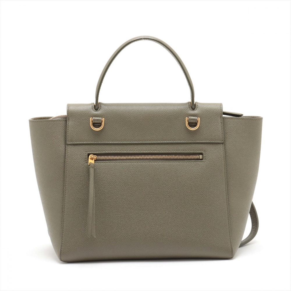 Celine Belt Bag Micro Grained Calfskin Leather 3-Ways Tote Bag Military Green