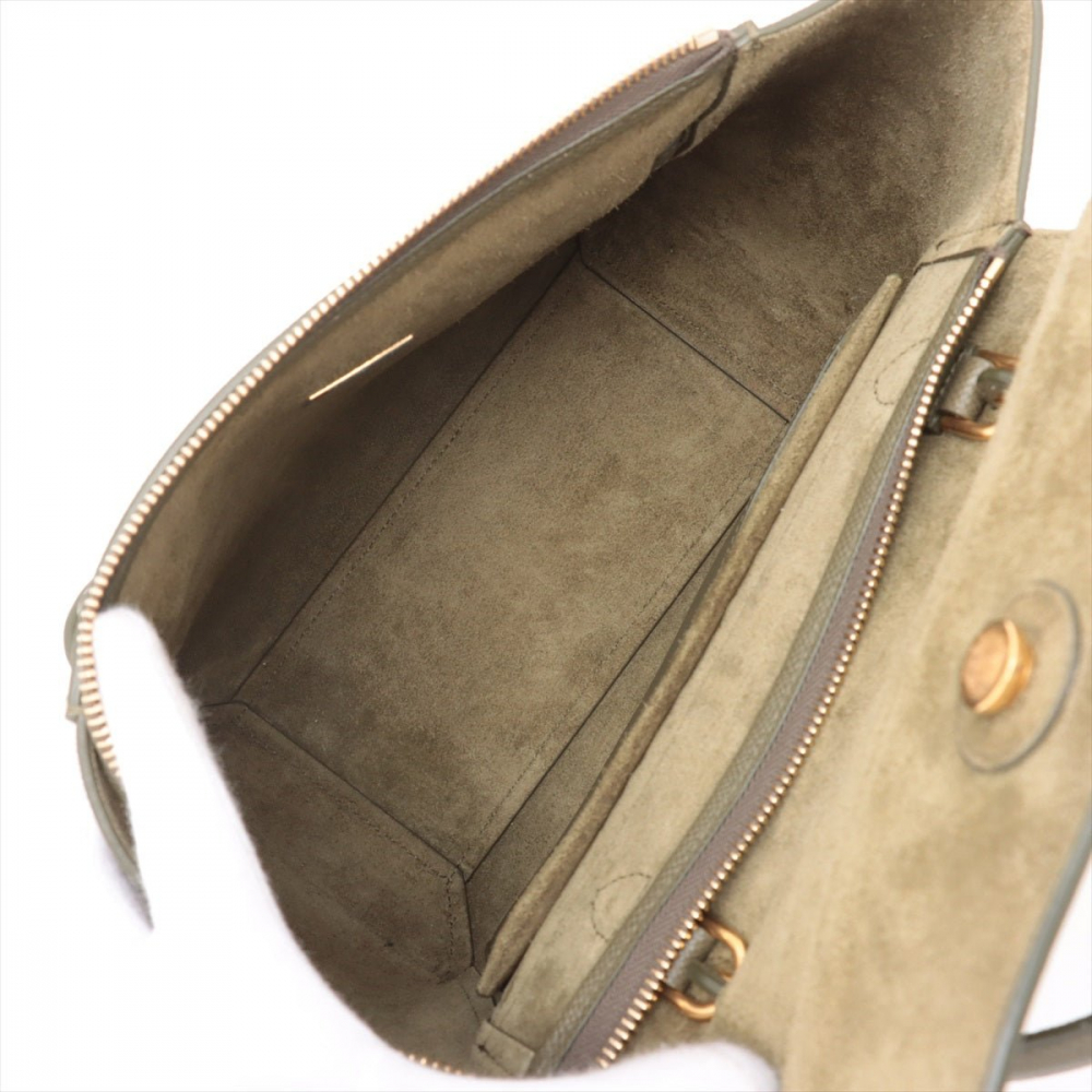 Celine Belt Bag Micro Grained Calfskin Leather 3-Ways Tote Bag Military Green