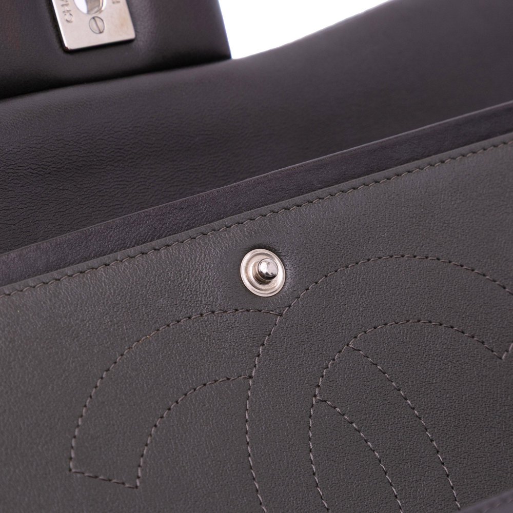 Chanel Classic Double Flap Jumbo Lambskin Leather Matelassè Handbag Grey