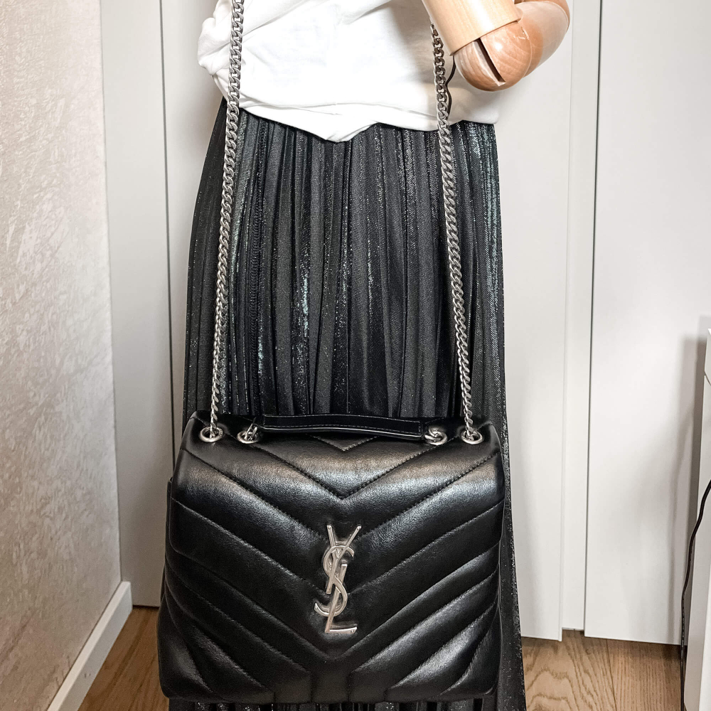 Saint Laurent Loulou Small Chevron Quited Leather 2-Ways Envelope Bag Black