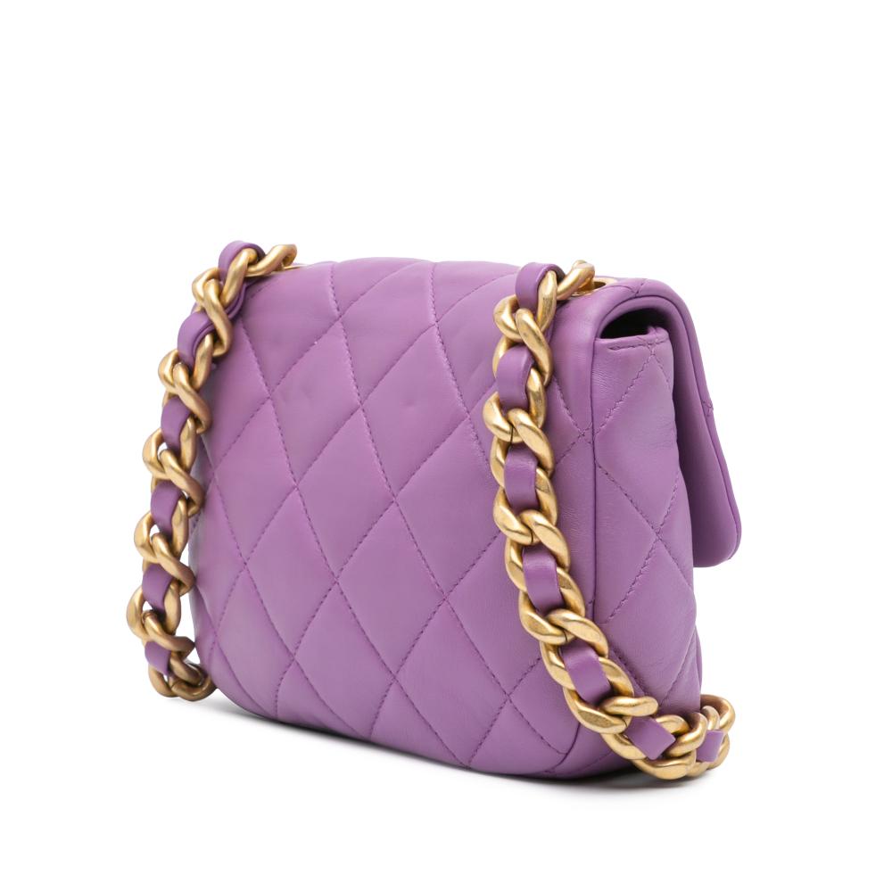 Chanel B Chanel Purple Lambskin Leather Leather Mini Quilted Lambskin Candy Chain Flap Italy