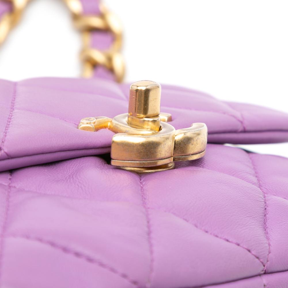 Chanel B Chanel Purple Lambskin Leather Leather Mini Quilted Lambskin Candy Chain Flap Italy