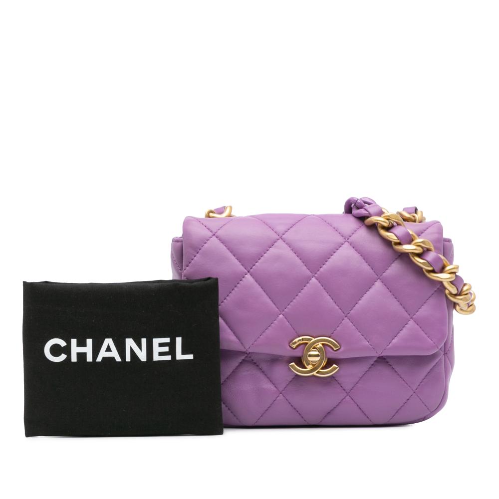 Chanel B Chanel Purple Lambskin Leather Leather Mini Quilted Lambskin Candy Chain Flap Italy