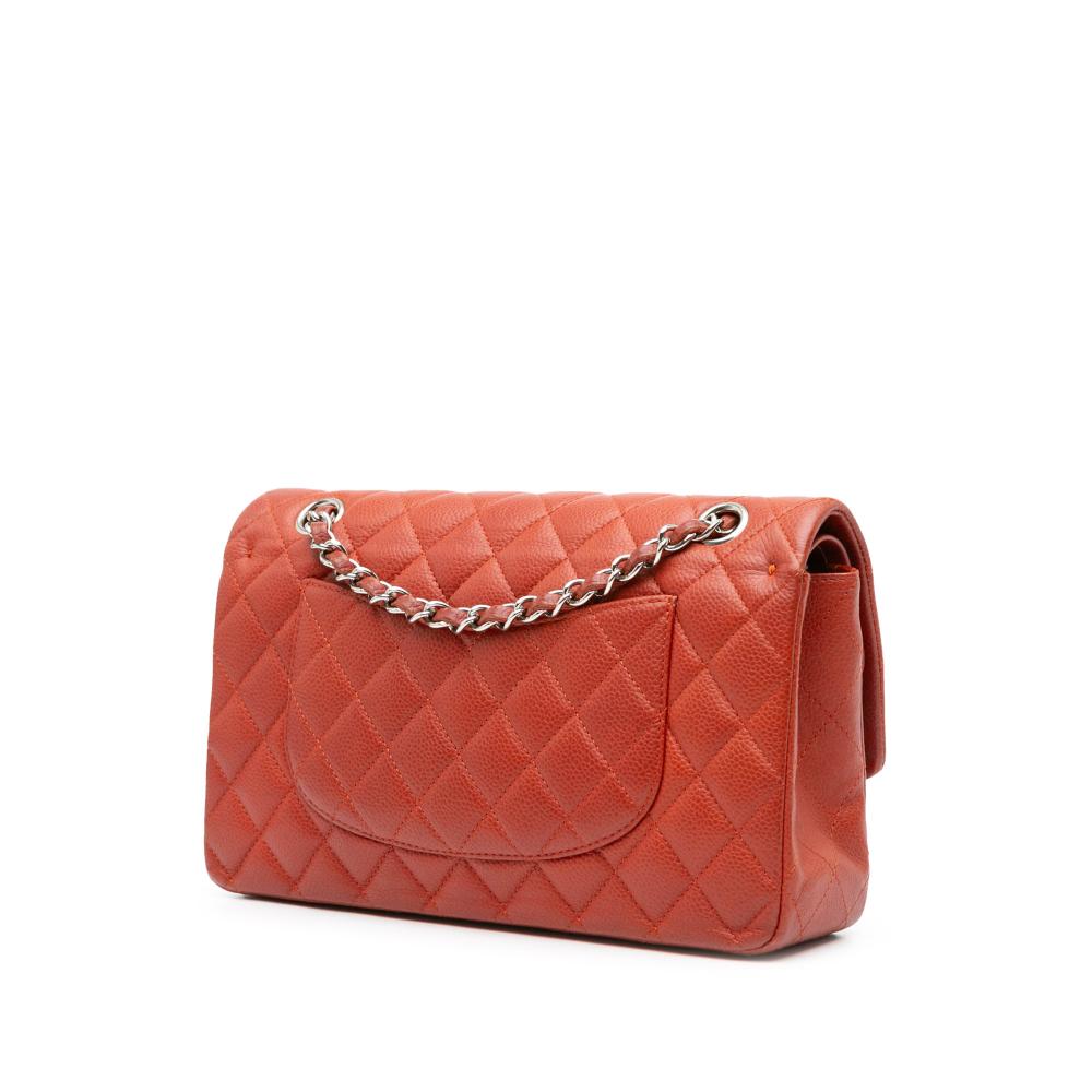 Chanel B Chanel Orange Dark Orange Caviar Leather Leather Medium Classic Caviar Double Flap France