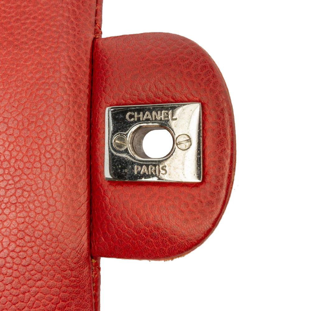 Chanel B Chanel Orange Dark Orange Caviar Leather Leather Medium Classic Caviar Double Flap France