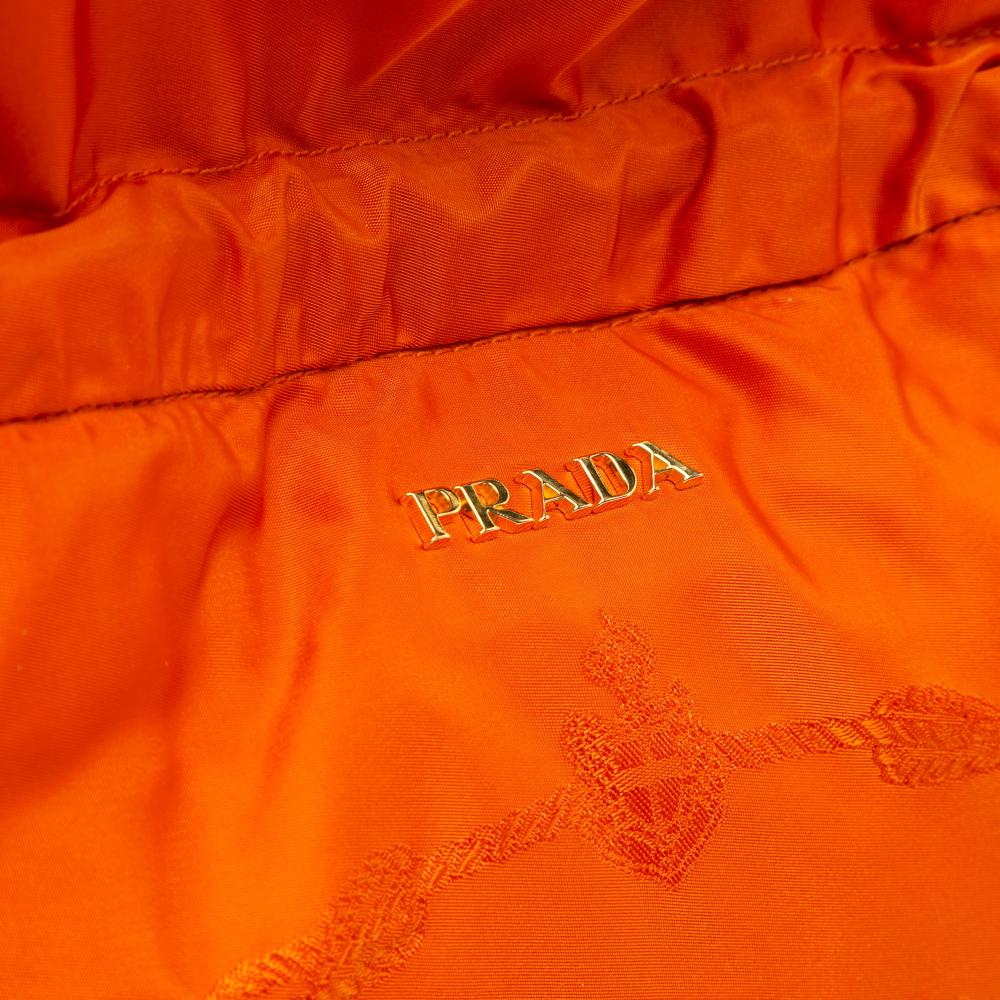 Prada B Prada Orange Nylon Fabric Tessuto Logo Drawstring Tote Italy