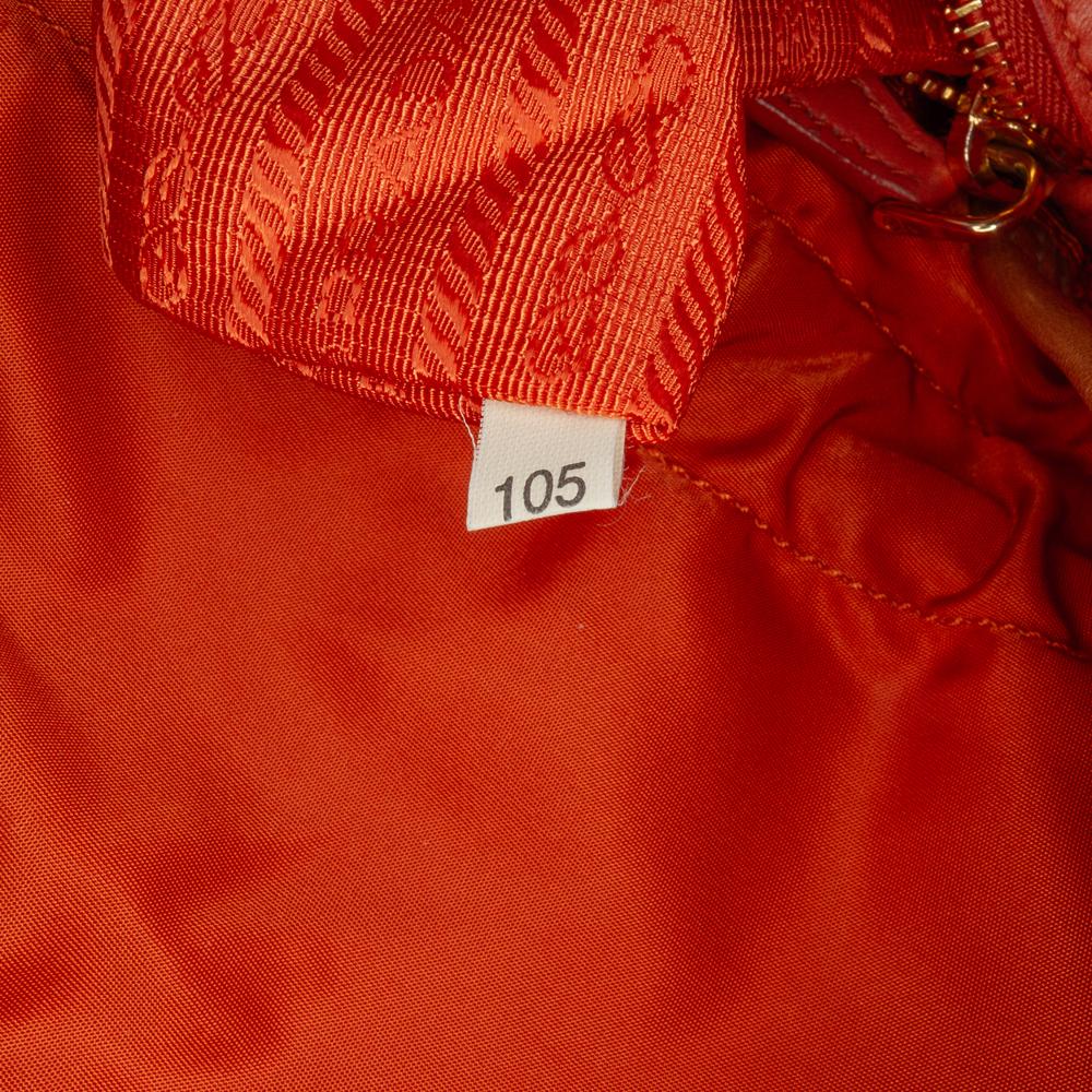 Prada B Prada Orange Nylon Fabric Tessuto Logo Drawstring Tote Italy
