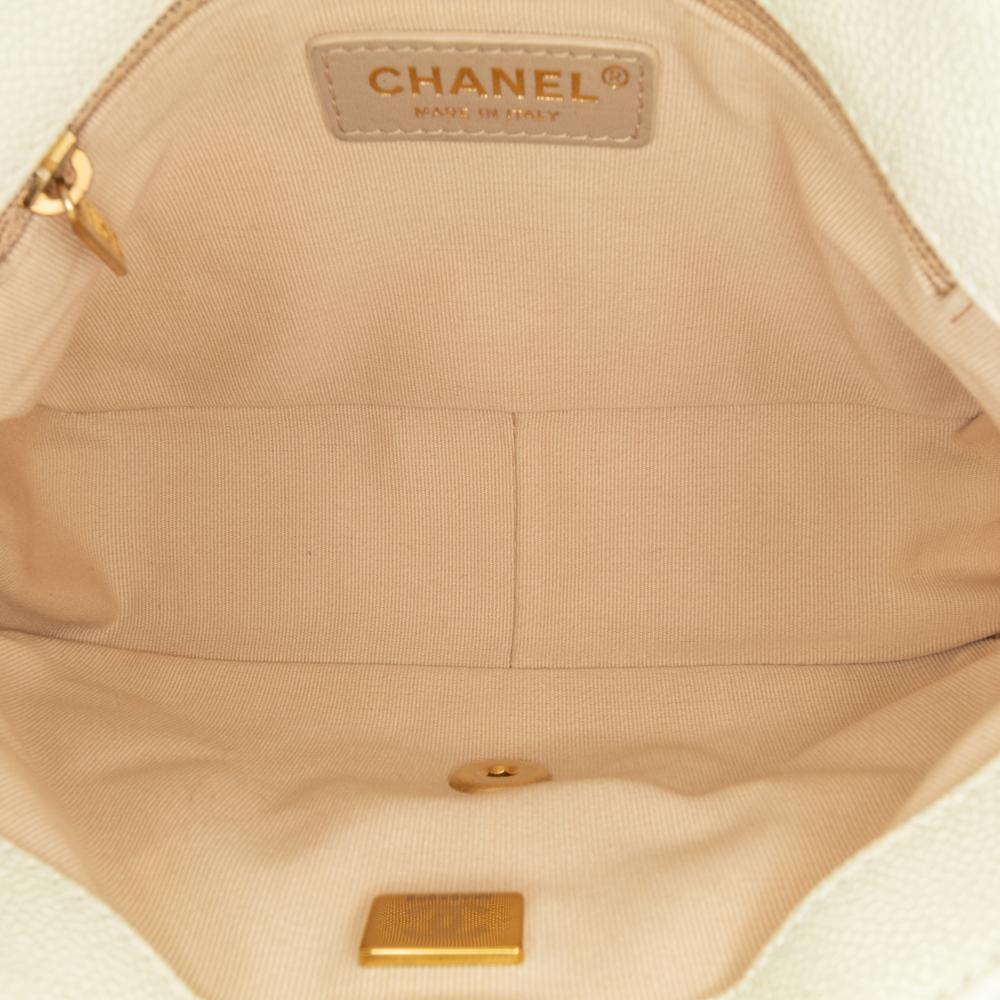 Chanel B Chanel White Ivory Caviar Leather Leather Small Quilted Caviar Chain Melody Flap Italy