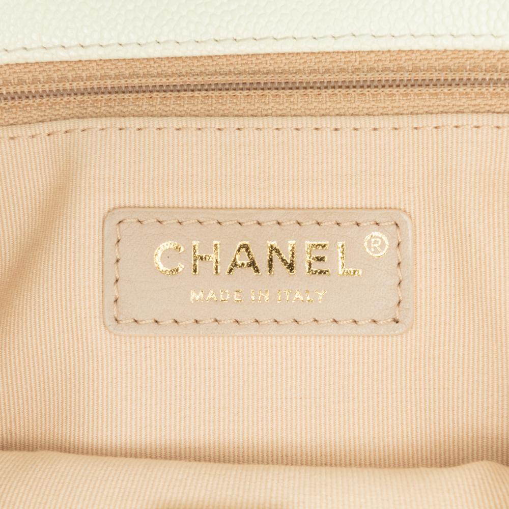 Chanel B Chanel White Ivory Caviar Leather Leather Small Quilted Caviar Chain Melody Flap Italy
