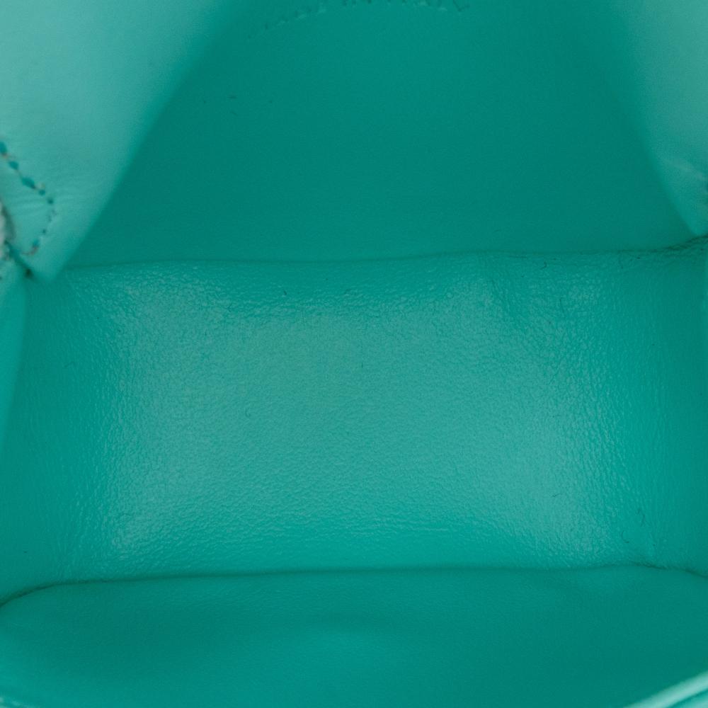 Celine B Celine Blue Turquoise Calf Leather Triomphe AirPods Case with Strap Italy