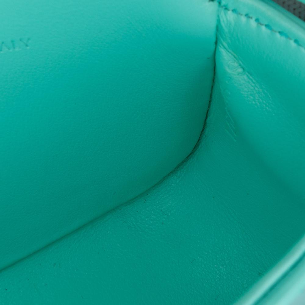 Celine B Celine Blue Turquoise Calf Leather Triomphe AirPods Case with Strap Italy