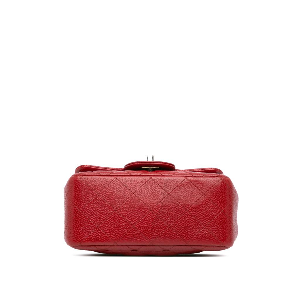 Chanel B Chanel Red Brick Caviar Leather Leather Mini Square Classic Caviar Single Flap Italy