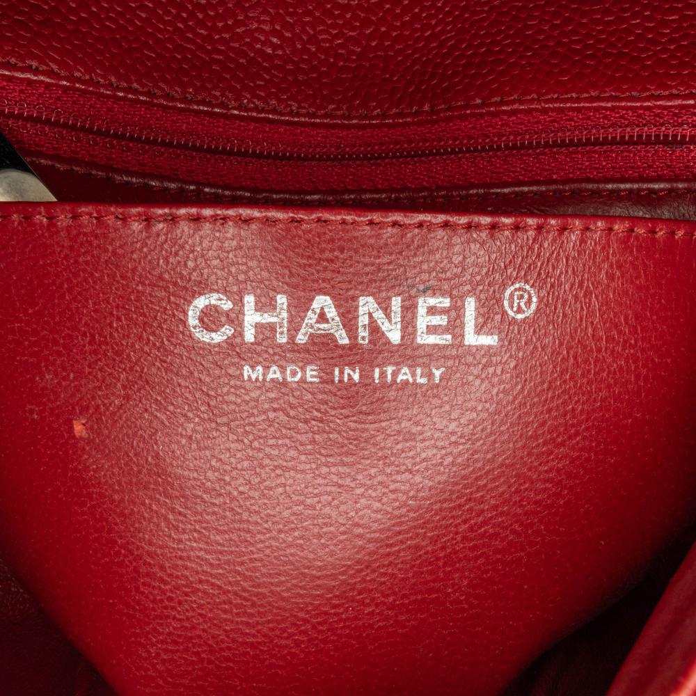 Chanel B Chanel Red Brick Caviar Leather Leather Mini Square Classic Caviar Single Flap Italy