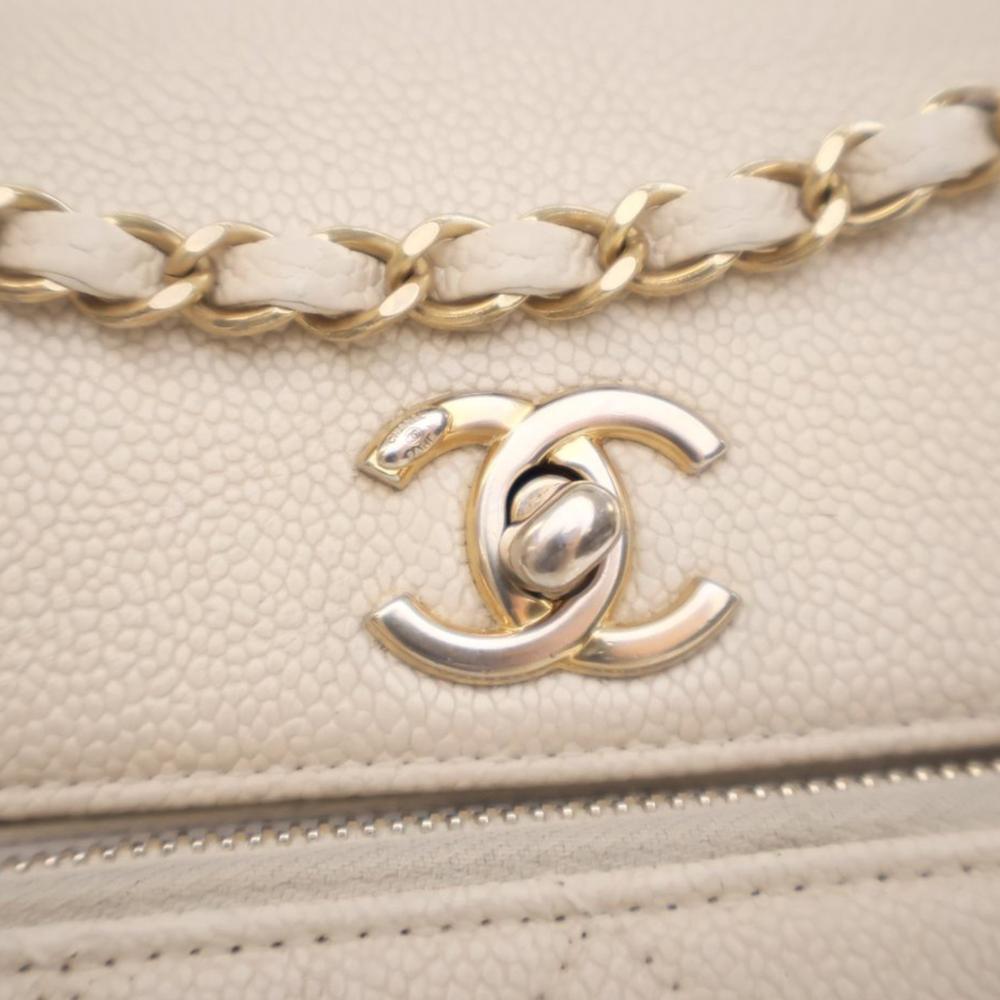 Chanel B Chanel White Ivory Caviar Leather Leather Caviar Business Affinity Messenger Flap Italy