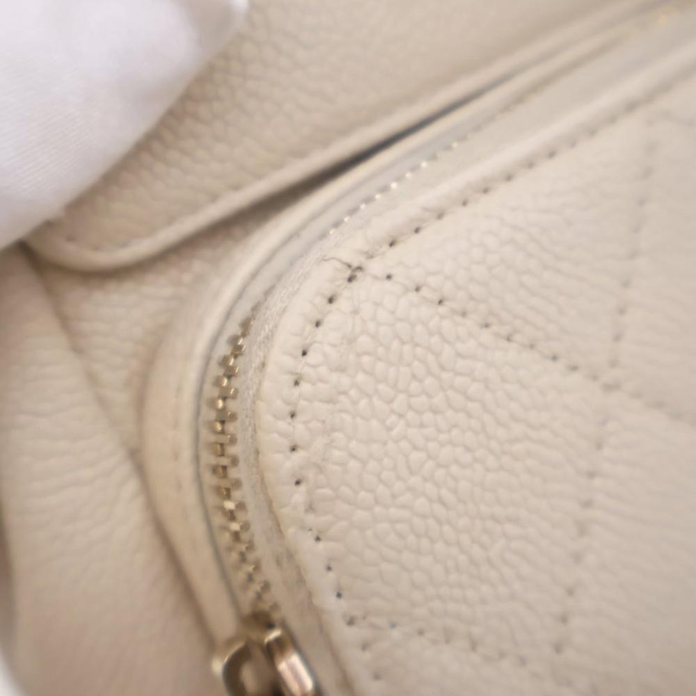 Chanel B Chanel White Ivory Caviar Leather Leather Caviar Business Affinity Messenger Flap Italy