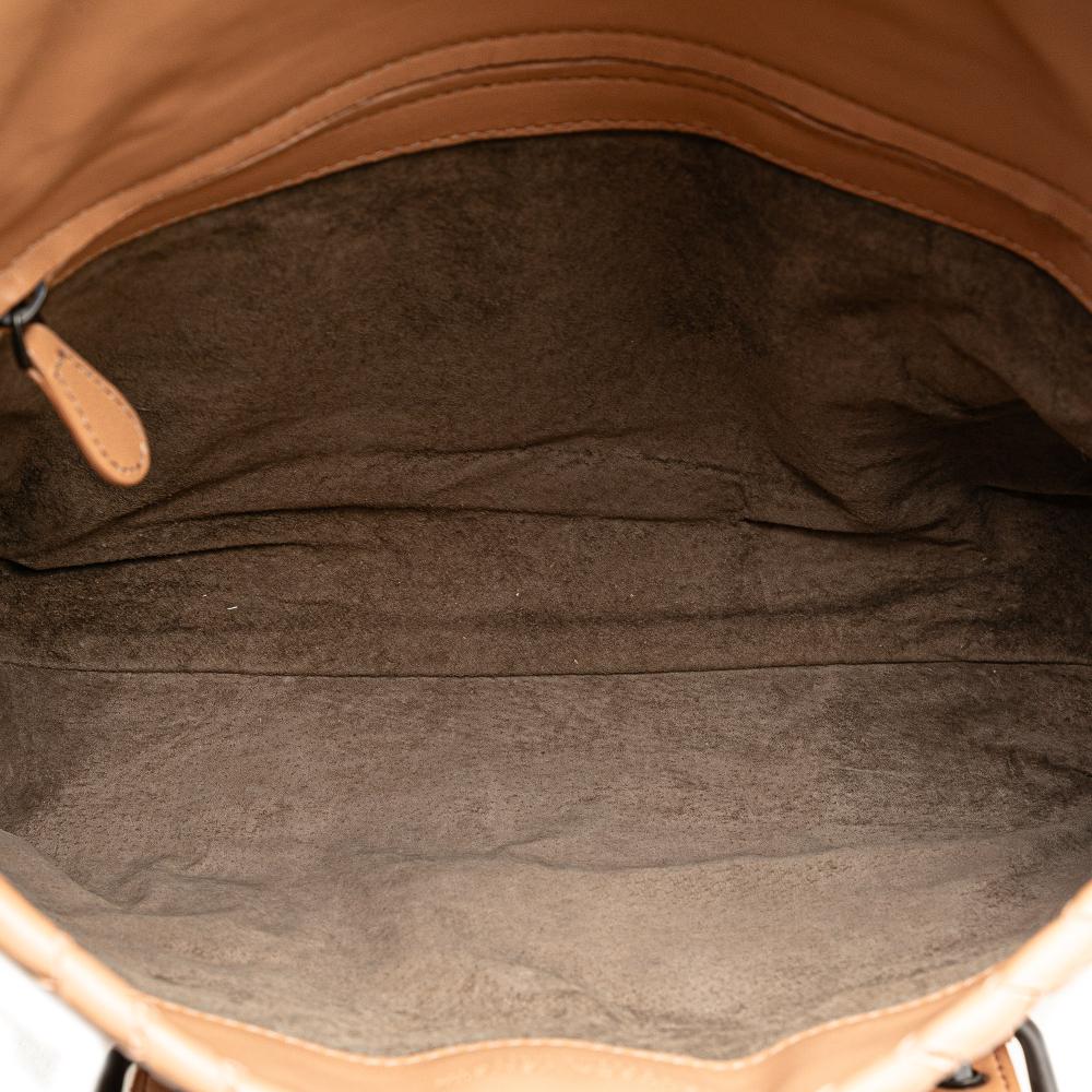 Bottega Veneta B Bottega Veneta Brown Nude Calf Leather Intrecciato Flap Satchel Italy