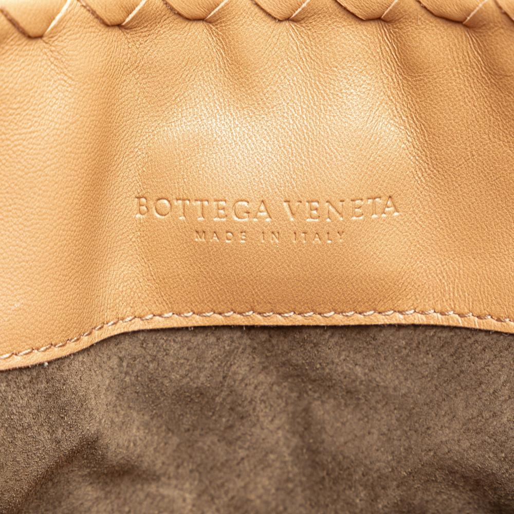 Bottega Veneta B Bottega Veneta Brown Nude Calf Leather Intrecciato Flap Satchel Italy