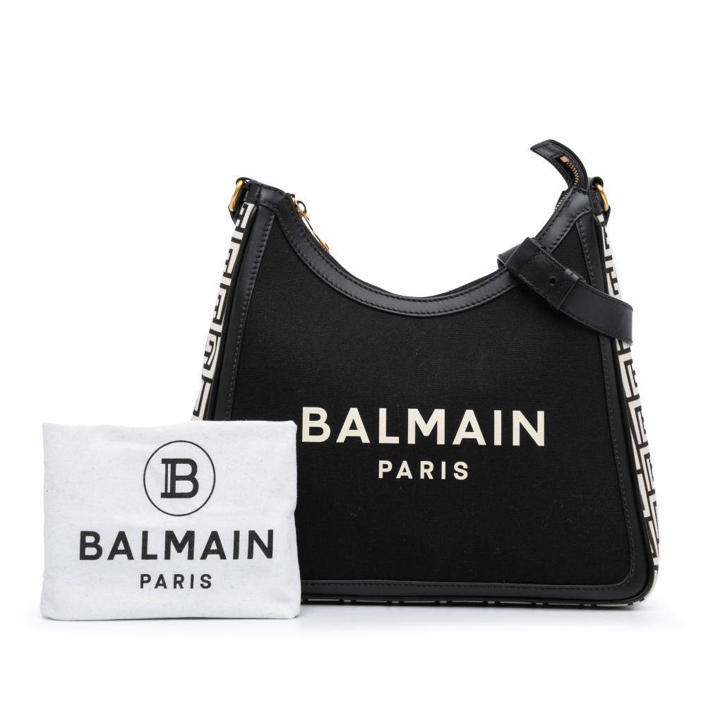 Balmain AB Balmain Black Canvas Fabric B-Army 26 Shoulder Bag Italy