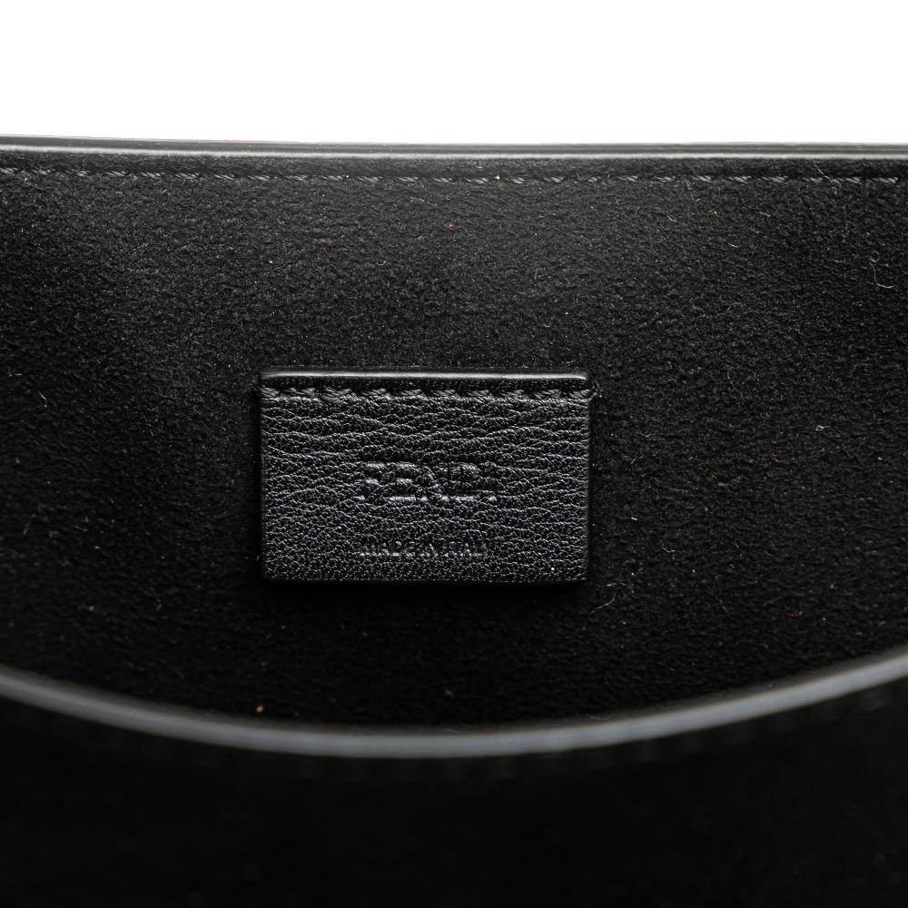 Fendi B Fendi Black Calf Leather Crystal Fab Crossbody Italy