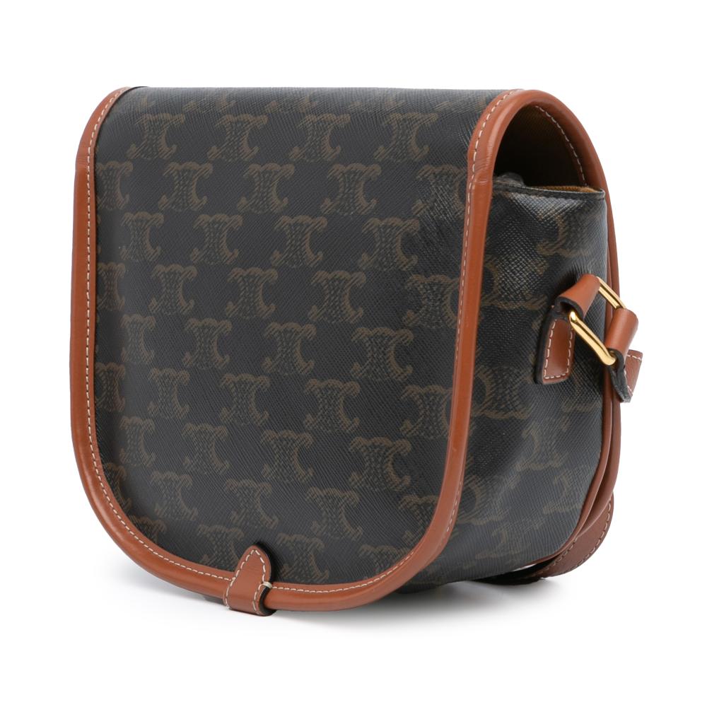 Celine B Celine Brown Dark Brown Coated Canvas Fabric Medium Triomphe Folco Crossbody Italy