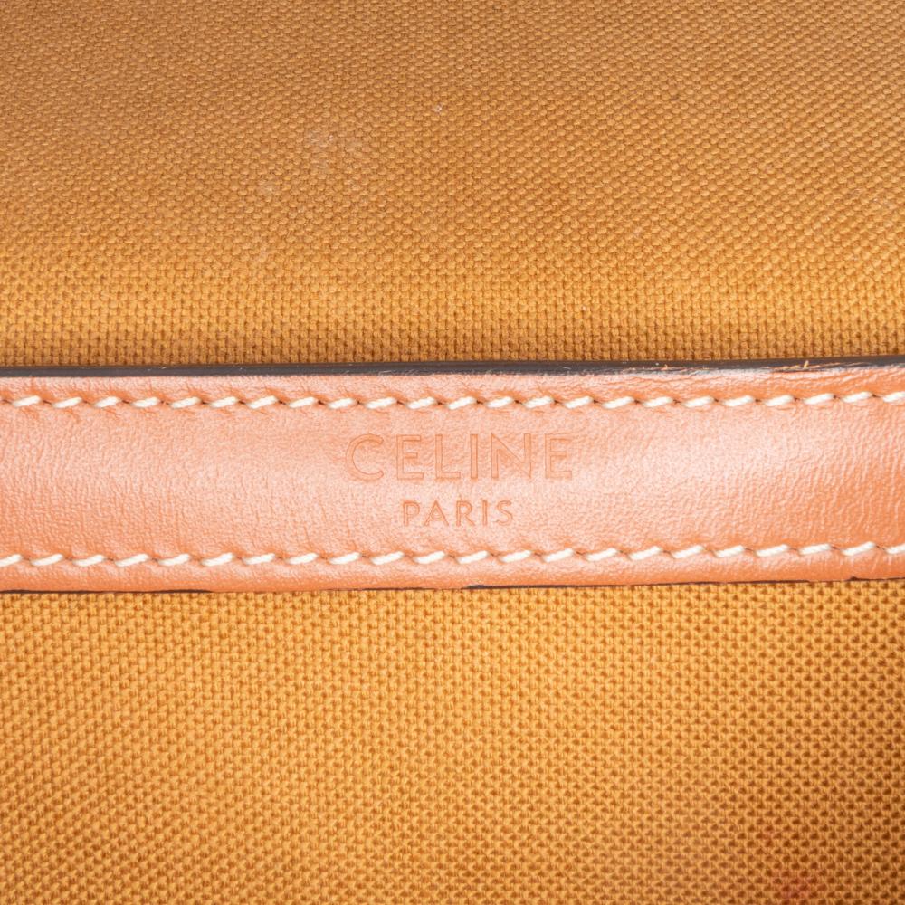 Celine B Celine Brown Dark Brown Coated Canvas Fabric Medium Triomphe Folco Crossbody Italy