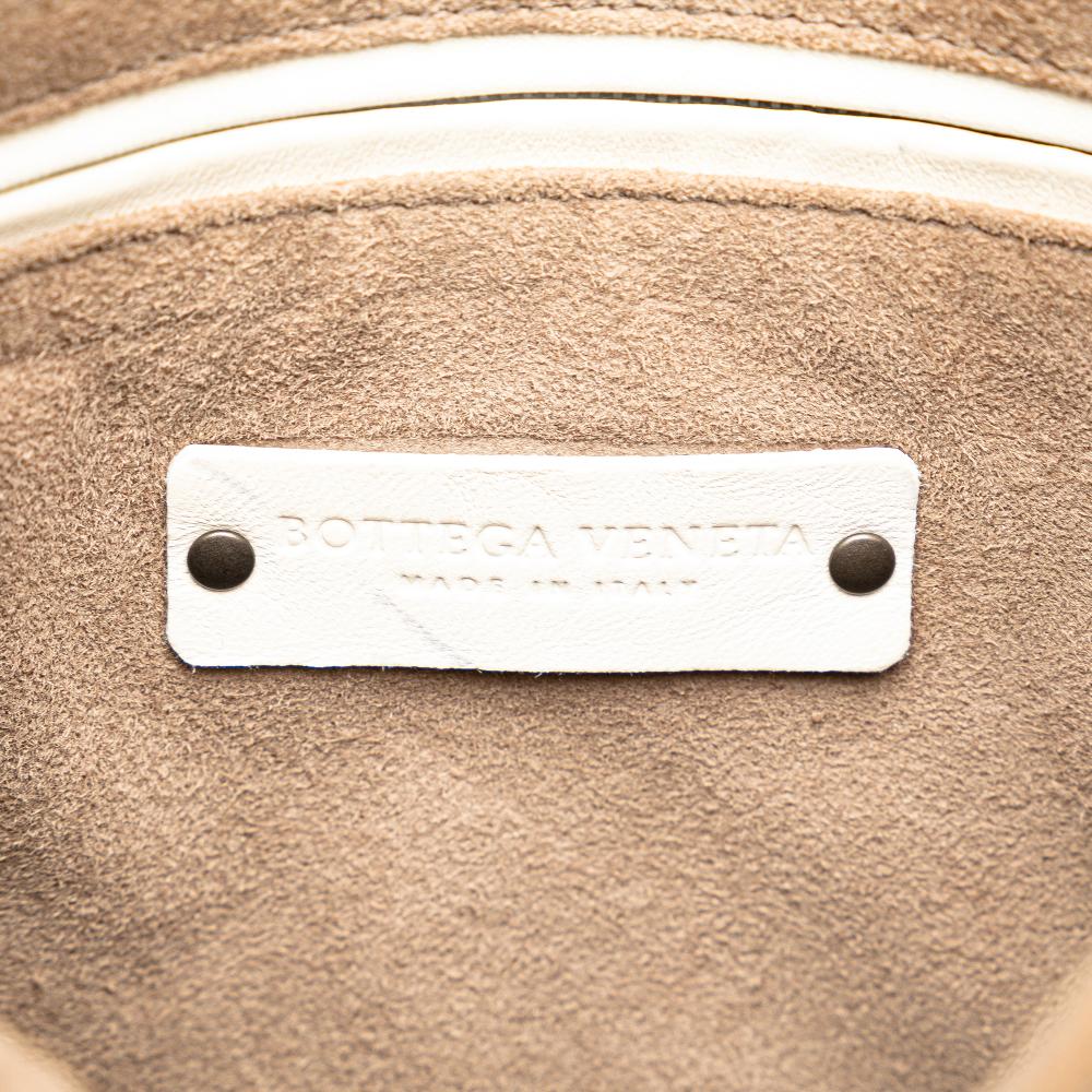 Bottega Veneta AB Bottega Veneta White Nappa Leather Leather Nappa Intrecciato Check Grommet Palio Crossbody Italy
