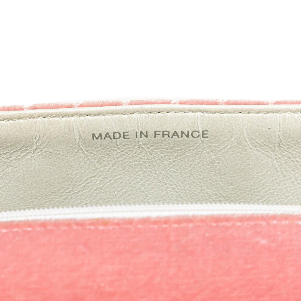 Chanel B Chanel Pink Velvet Fabric Medium Micro Quilted CC Flap France