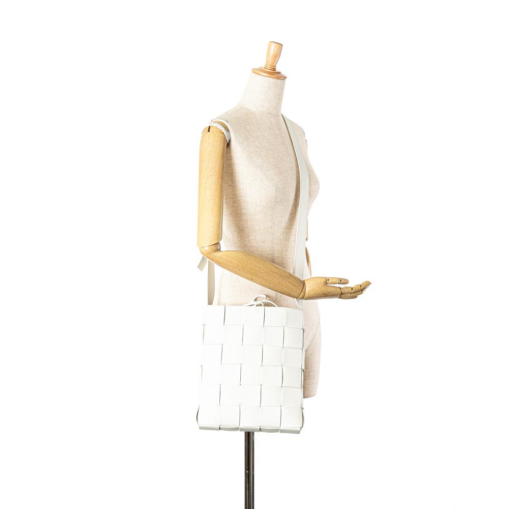 Bottega Veneta B Bottega Veneta White Nappa Leather Leather Nappa Intrecciato Cassette Messenger Italy
