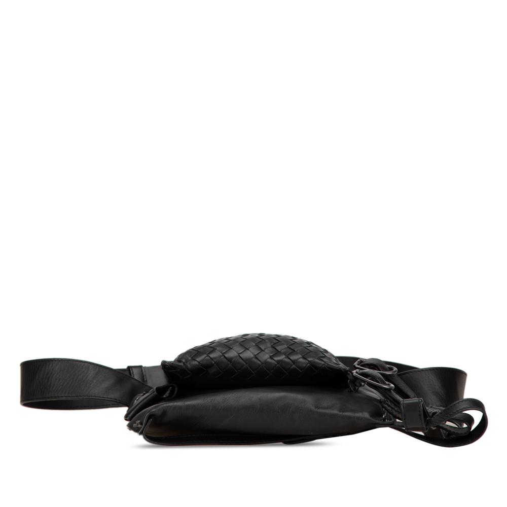 Bottega Veneta B Bottega Veneta Black Nappa Leather Leather Nappa Intrecciato Utility Belt Bag Italy