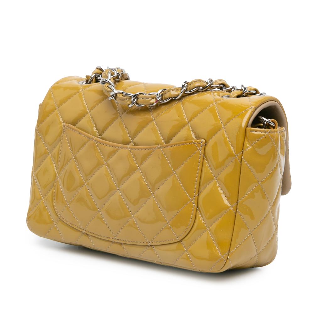 Chanel B Chanel Yellow Mustard Patent Leather Leather Mini Rectangular Classic Patent Single Flap France