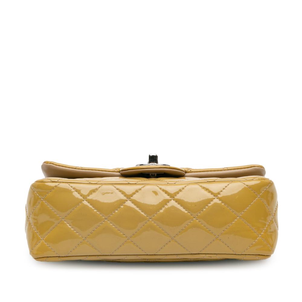 Chanel B Chanel Yellow Mustard Patent Leather Leather Mini Rectangular Classic Patent Single Flap France