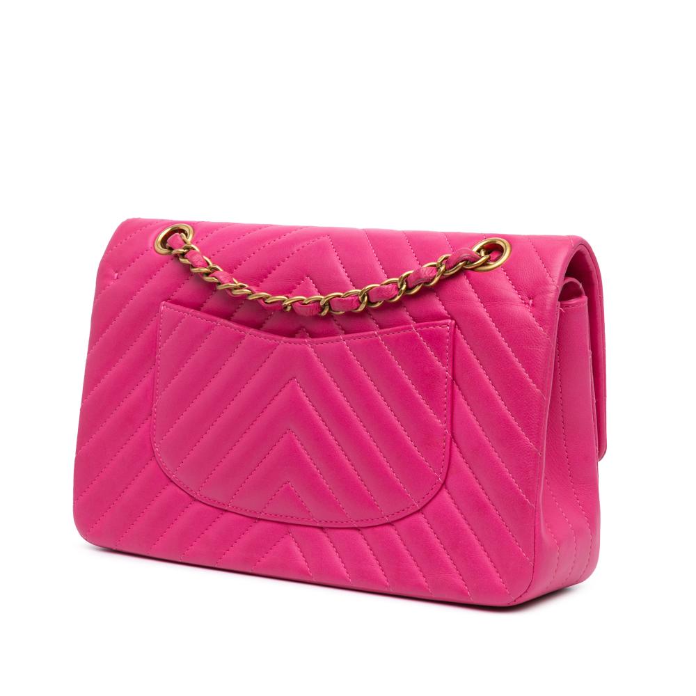 Chanel B Chanel Pink Blush Lambskin Leather Leather Medium Classic Chevron Lambskin Double Flap France