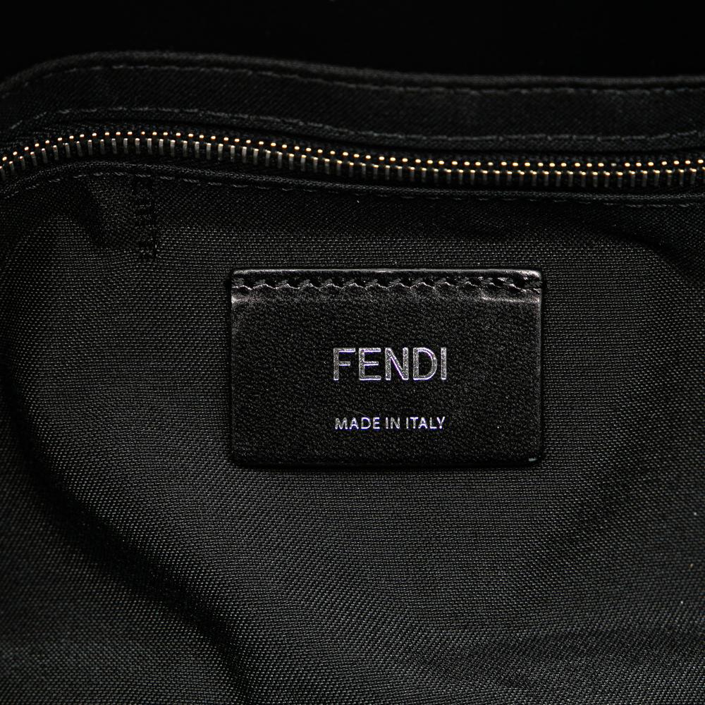 Fendi AB Fendi White with Multi Nylon Fabric Karl Kollage Convertible Belt Baguette Italy