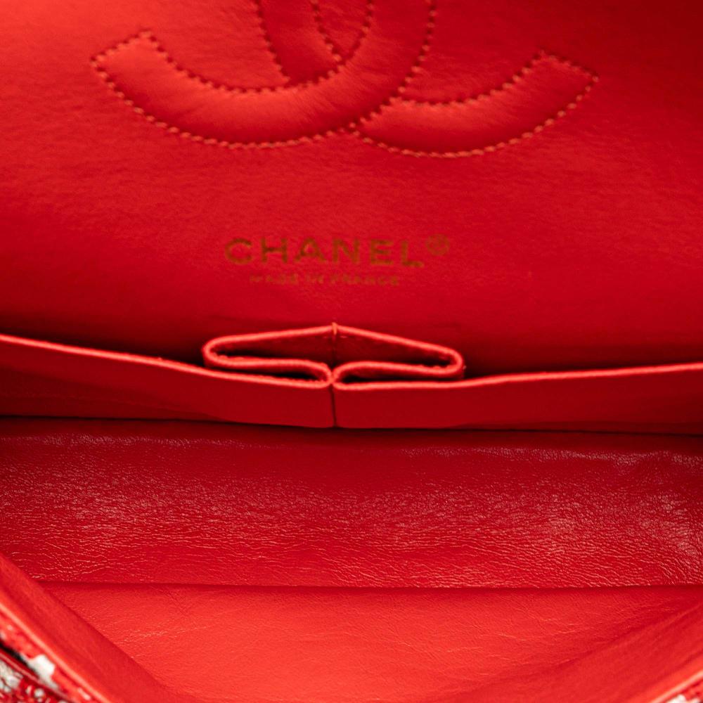 Chanel B Chanel Red Tweed Fabric Jumbo Double Flap France