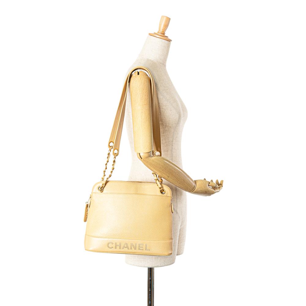 Chanel B Chanel Yellow Light Yellow Caviar Leather Leather Caviar Logo Chain Shoulder Bag Italy