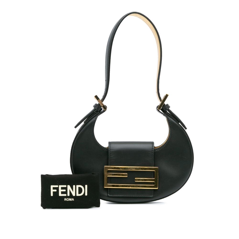 Fendi AB Fendi Black Calf Leather Mini Cookie Hobo Italy