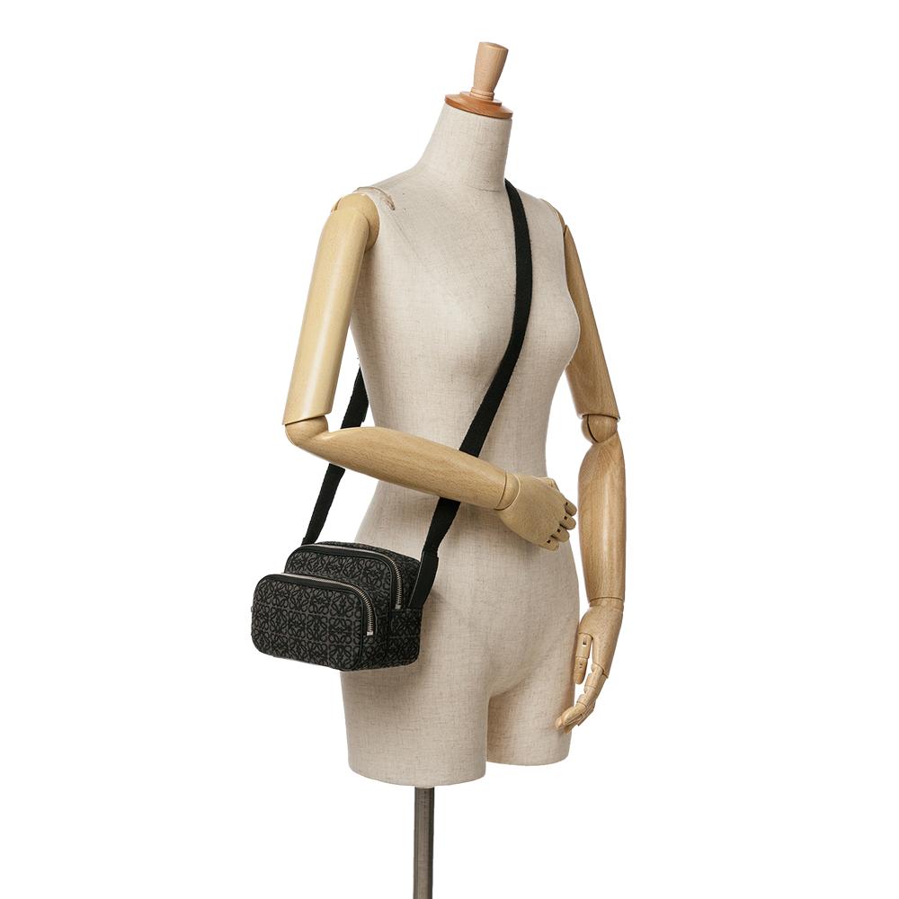 Loewe AB LOEWE Black Canvas Fabric Mini Anagram Logo Camera Bag Spain
