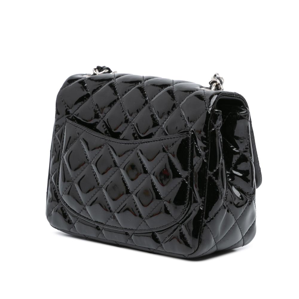 Chanel B Chanel Black Patent Leather Leather Mini Square Classic Patent Single Flap Italy