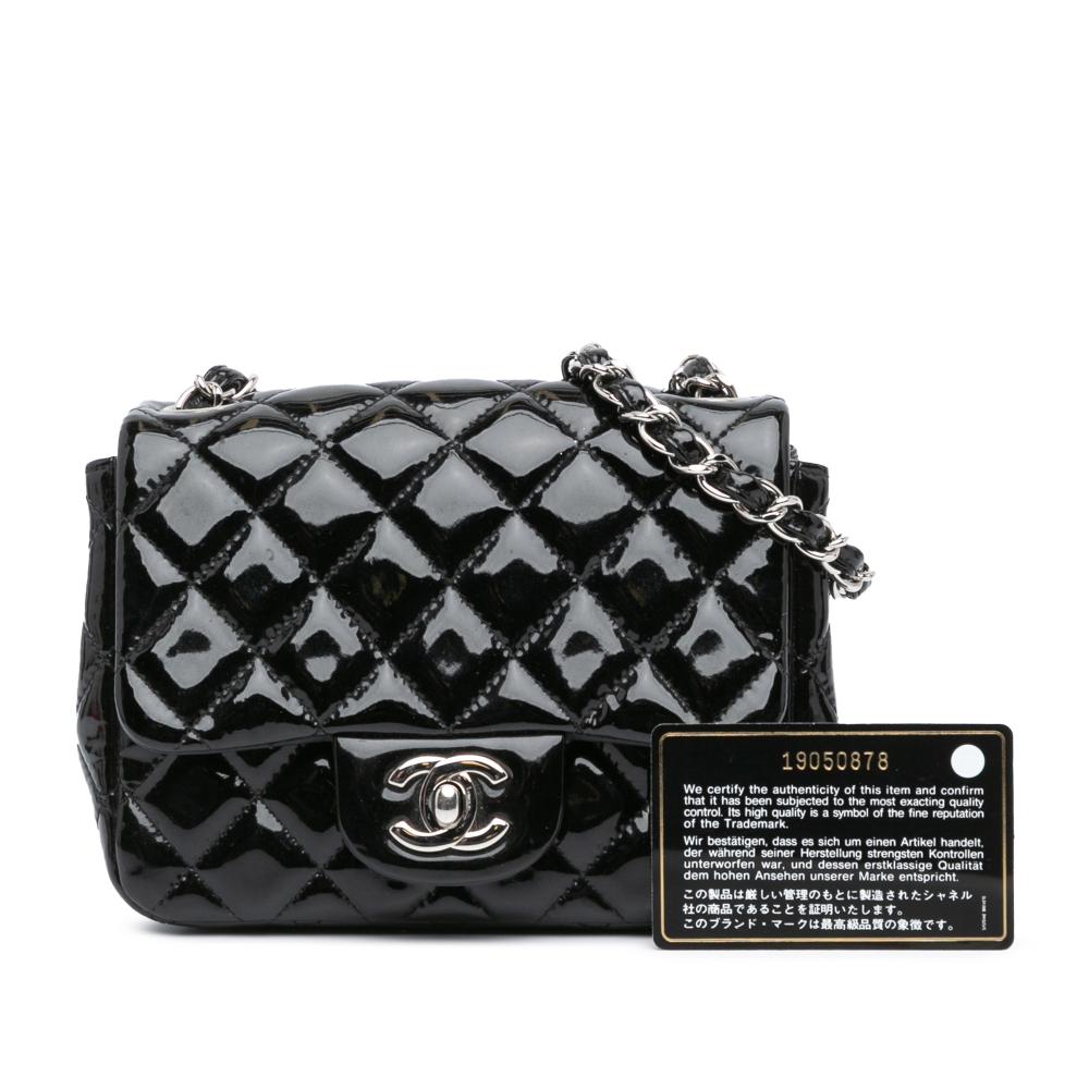 Chanel B Chanel Black Patent Leather Leather Mini Square Classic Patent Single Flap Italy