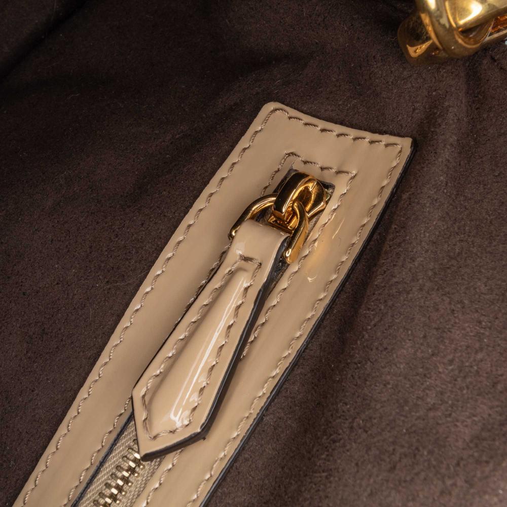 Fendi B Fendi Brown Beige Fur Natural Material Shearling Pequin Baguette Satchel Italy