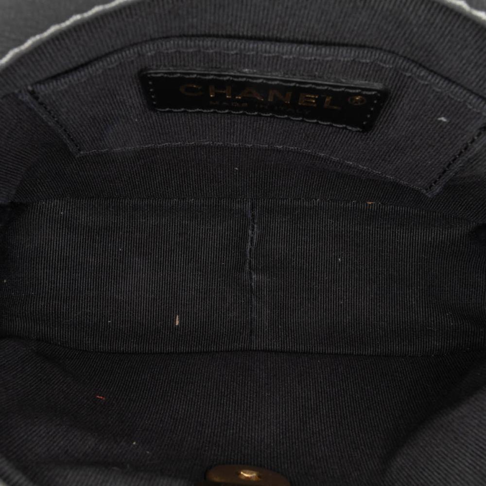 Chanel B Chanel Silver Lambskin Leather Leather Mini Quilted Lambskin Side Note Flap Italy