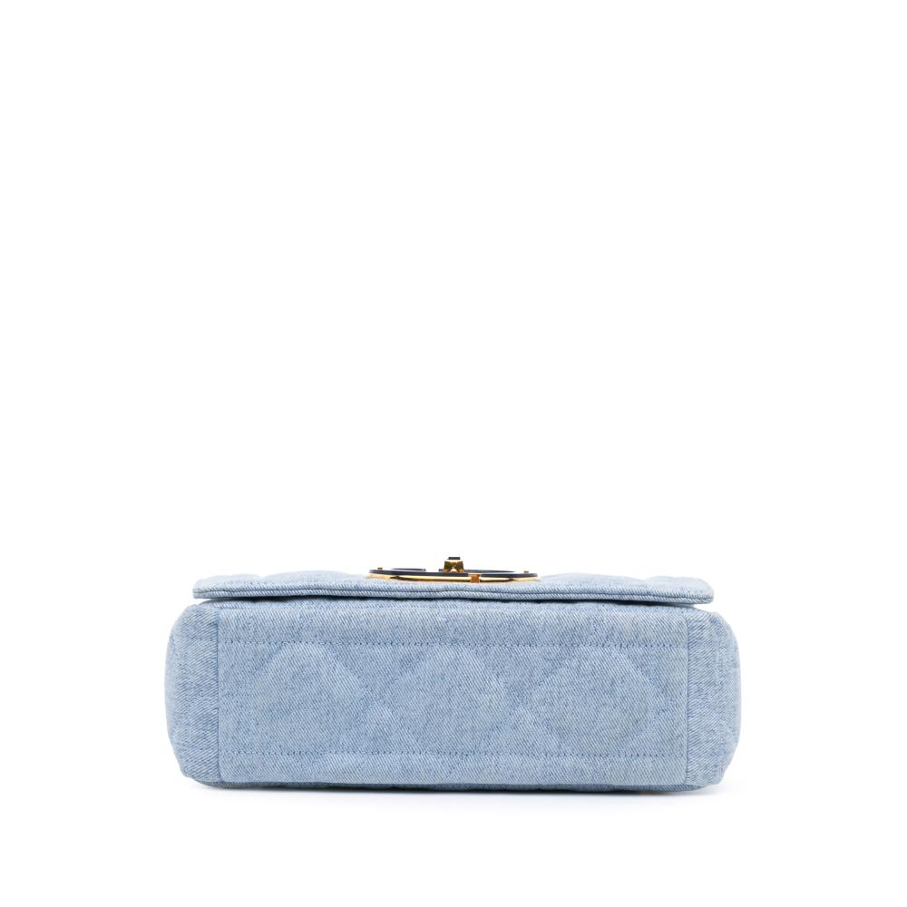 Christian Dior B Dior Blue Denim Denim Fabric Medium Macrocannage Caro Bag Italy