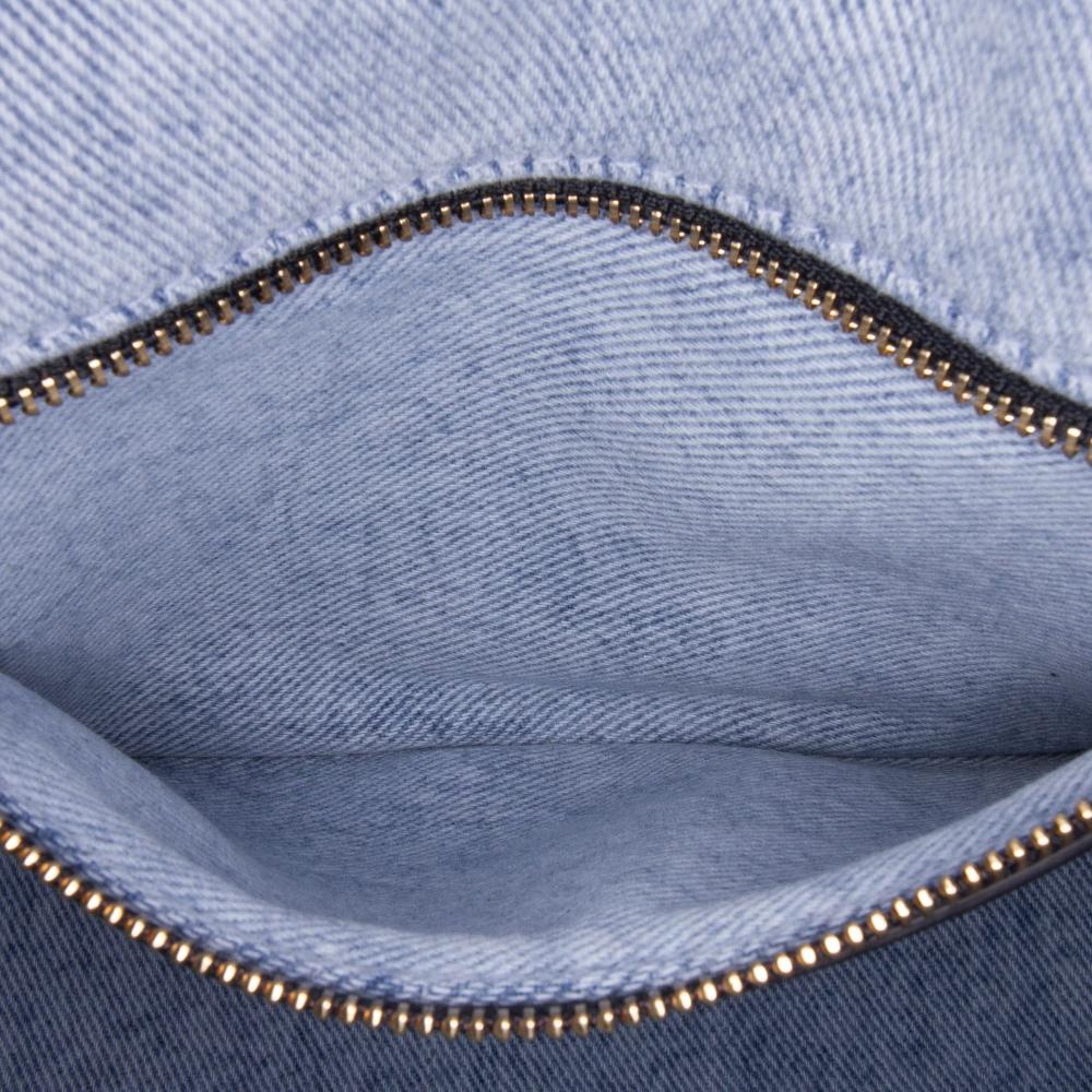 Christian Dior B Dior Blue Denim Denim Fabric Medium Macrocannage Caro Bag Italy